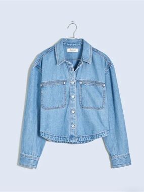 Madewell Denim Long-Sleeve Crop Shirt | Size M